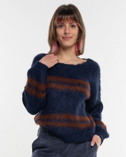Alma & Lovis Flauschig gebrushter Pullover aus Alpakastrick | Brushed Stripe Pulli