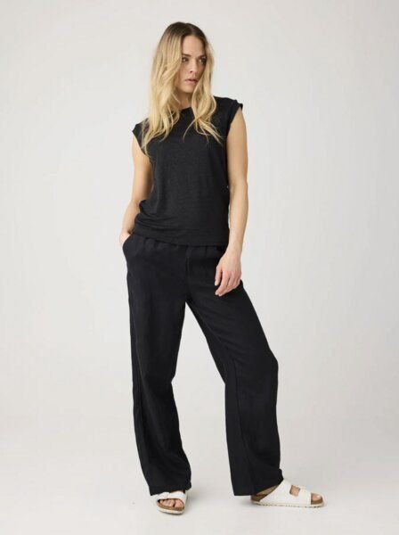 KnowledgeCotton Apparel Posey Wide Mid-Rise Linen Pants