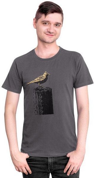 Hirschkind Fair-Trade-Männershirt "Tempelhofer Feldlerche" - Made in Kenia - dunkelgrau