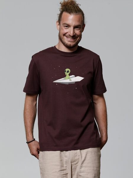 Thumbnail - watapparel T-Shirt Unisex Alien on a paper plane