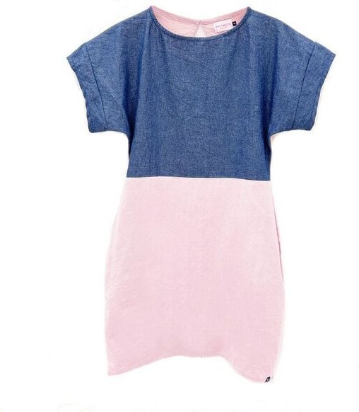 The Driftwood Tales Sommerliches pinkes Kleid mit Jeans, Kurzarm,