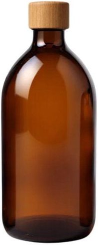 mikken Apothekerflasche 250 | 500 ml | 1000 ml mit Holzdeckel leere Braunglasflasche mit Schraubdeckel