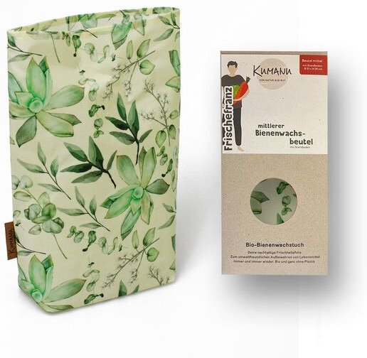 Kumanu - von Natur aus gut Bienenwachstuch-Beutel mittel "Frischefranz" | 29x22cm | aus Bio-Bienenwachs