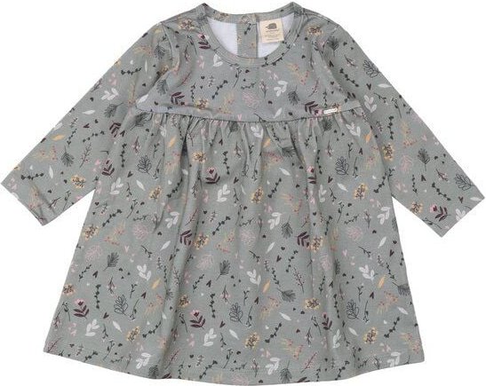 Walkiddy Bio-Baumwolle Tiny Flowers Dress - Grünes Kleid mit GOTS-Zertifikat und Fair Trade