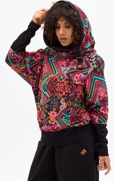 KOKOworld Sweatshirt Pulli Poko – Kimono-Schnitt mit Schal-Kapuze & Gürtel – Bio-Baumwolle, fair & nachhaltig in EU prod...