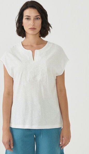 ORGANICATION T-Shirt aus Leinengemisch mit Stickerei