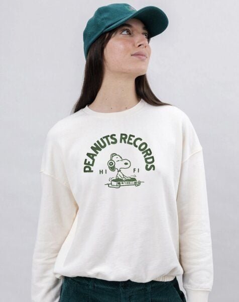 Thumbnail - Brava Fabrics Peanuts Records Rundgeschnittenes Sweatshirt Weiß