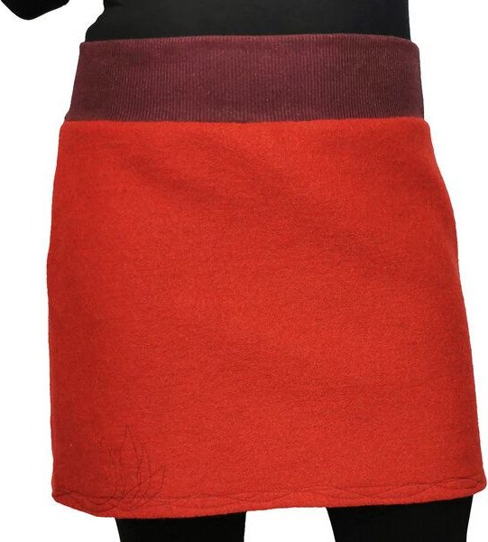 Rock Wollrock kurz Wollwalk bio Unikat mit Stickerei liebewicht