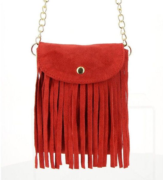 GLOBO Fair Trade Täschchen mit Fransen, Ökoleder