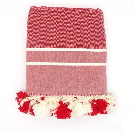 Cotonway Hamamtuch / Strandtuch Maxi Chevron Pompon