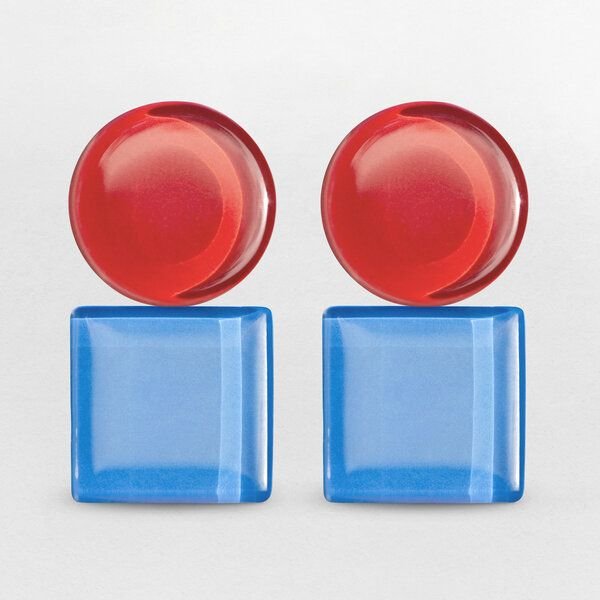 ALEXASCHA Geometrische Clip Ohrringe aus Glas | Bauhaus Design | 16 Farbkombinationen