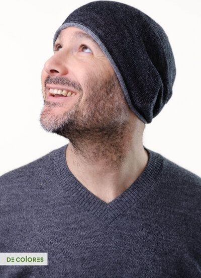 De Colores dünne Mütze, glatter Rechtsstrick mit Rollrand, zweifarbig