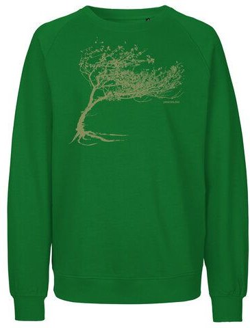 Peaces.bio - handbedruckte Biomode Bio Damen-Sweatshirt Loose Fit Windy Tree