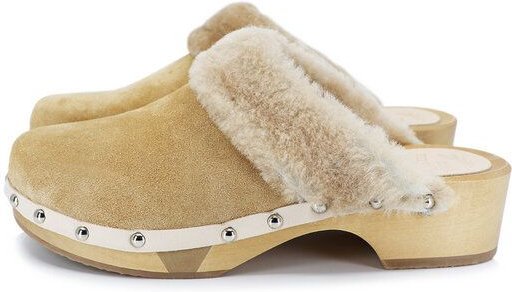 CLARA - flexible Sohle mit kuscheligem Fellrand - Premium Holz Clogs von me&myClogs - low heel