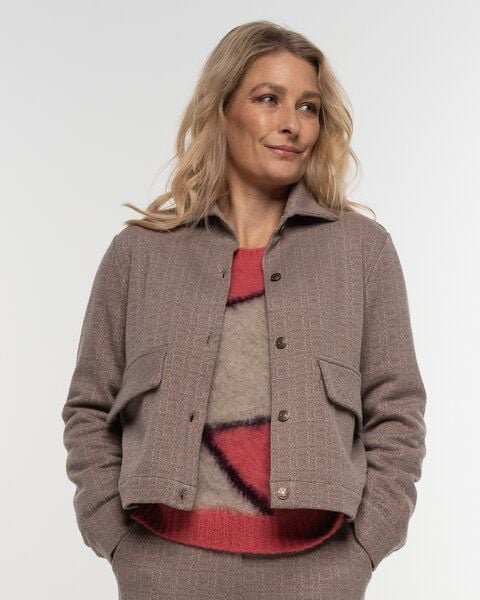 Alma & Lovis Edle Jacke in Karo-Melange aus feiner Bio-Baumwolle | Karo Jacke