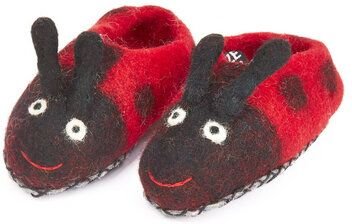 short'n'pietz Hausschuhe Marienkäfer, handgefilzt für Babies oder Kinder