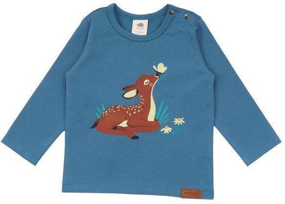 Langarmshirt Bio-Baumwolle Blau Babydeer Walkiddy 95% Baumwolle 5% Elasthan