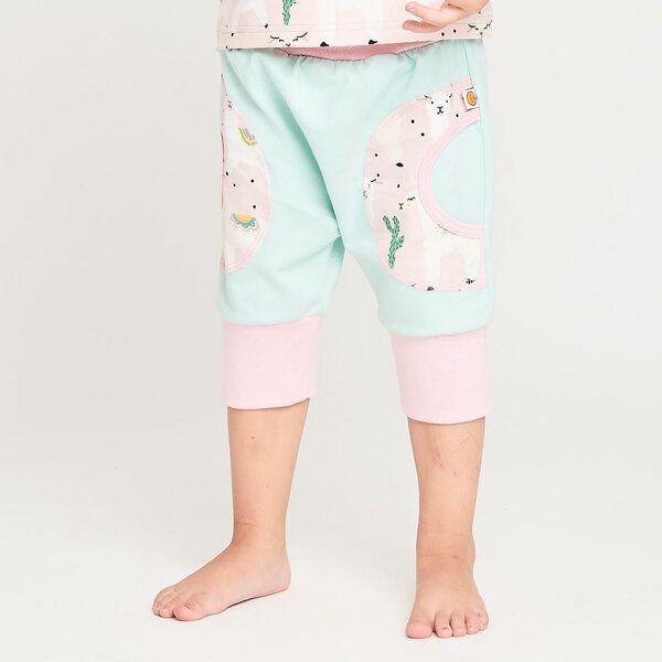 Cheeky Apple 3/4-Pumphose aus Bio-Baumwolle "Jersey Spearmint/Alpakas Rosa"