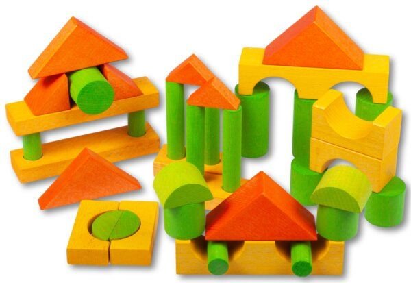 Beck Holzspielzeug Ergänzungs-Bausteine aus Holz, bunt gebeizt oder natur