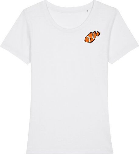 Spangeltangel T-Shirt bedruckt, "Clownfisch", nachhaltig, Biobaumwolle, Brustprint, Damen, Kurzarmshirt, Damenshirt, Fra...