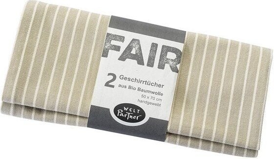 weltPartner Geschirrtücher mit weißen Streifen, 2er-Set aus Bio-Baumwolle