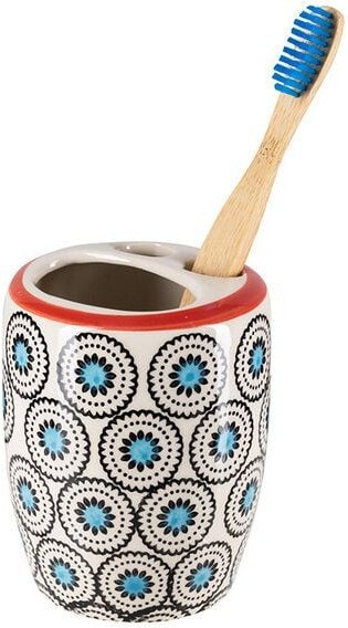 TRANQUILLO Zahnbürstenhalter aus Steinzeug mit verschiedenen Mustern 8 x 11 cm