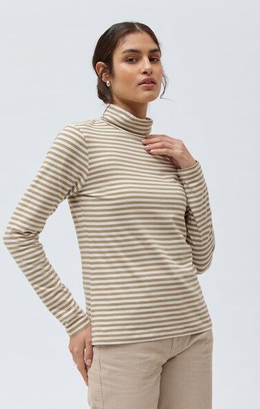 People Wear Organic Rollkragen Shirt, geringelt, Bio-Baumwolle