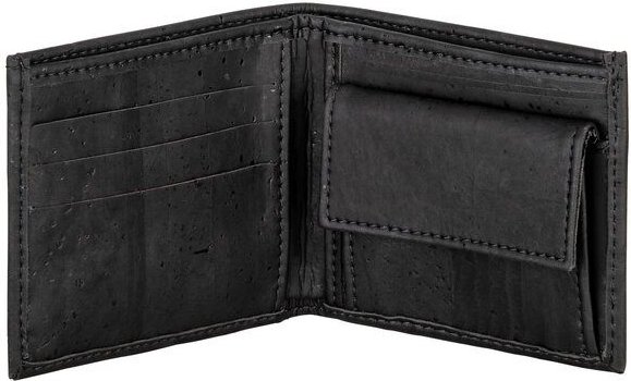 Kork-Deko Kompakte Geldbörse aus schwarzem Kork