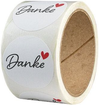 Fines Papeterie 50 Sticker * Thank you * verschiedene Motive * 4cm rund * auf Rolle * Naturpapier