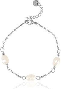 Perlen Armband mit weißen Süsswasserperlen in ca. 18 x 1.7mm (inkl. 3 cm Verlängerungskette) von Elektropulli