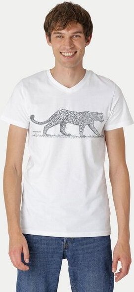Peaces.bio - handbedruckte Biomode Bio-Herren-T-Shirt V-Neck Leopard