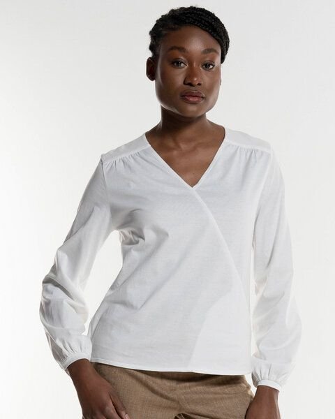 Alma & Lovis Feminine Bluse im Wickel-Look aus extra feiner Bio-Baumwolle | Wickelbluse