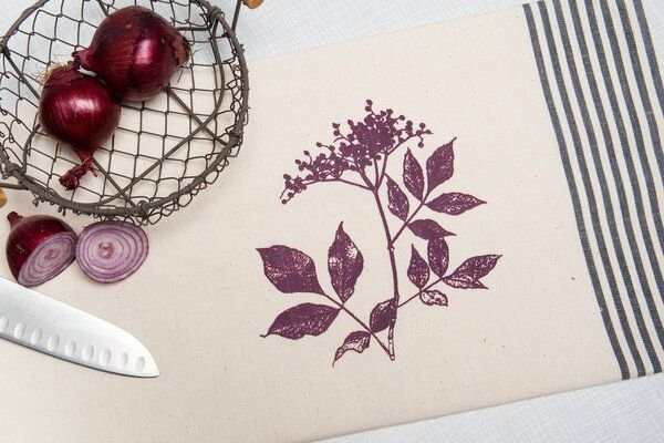 Hirschkind Bio- & Fair-Trade - Geschirrtuch 'Holunder' naturfarben