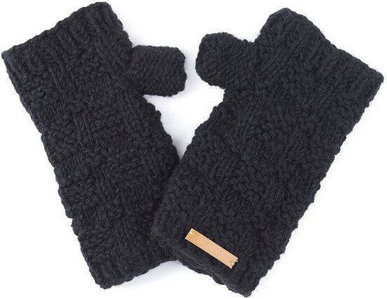 short'n'pietz Schurwollhandstulpen mit Schachbrettmuster, handgestrickt