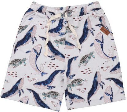 Kinder Shorts GOTS zertifiziert Bio-Baumwolle, Offwhite, Wal- und Schildkröten-Muster, Walkiddy