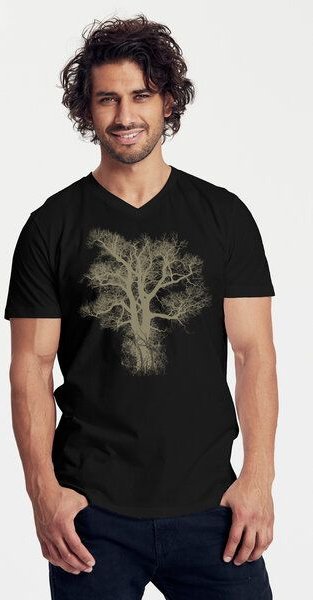 Peaces.bio - handbedruckte Biomode Bio-Herren-T-Shirt V-Neck Chestnut