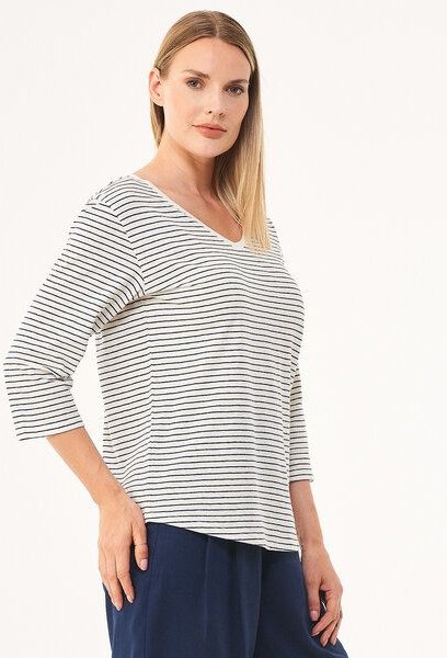 ORGANICATION Gestreiftes 3/4-Arm Shirt aus Bio-Baumwolle und Leinen