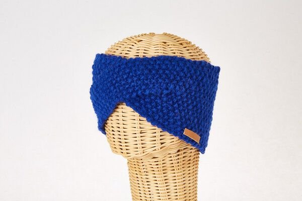 short'n'pietz Schurwollstirnband crisscross mit Knotenmuster, handgestrickt