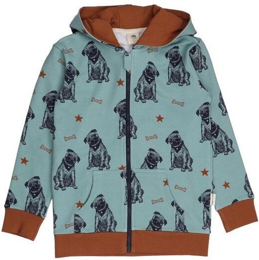 Kinder Sweatjacke – Kapuze & Reißverschluss, Blaugrün mit Hundemotiv, weich & bequem, alltagstauglich | Walkiddy