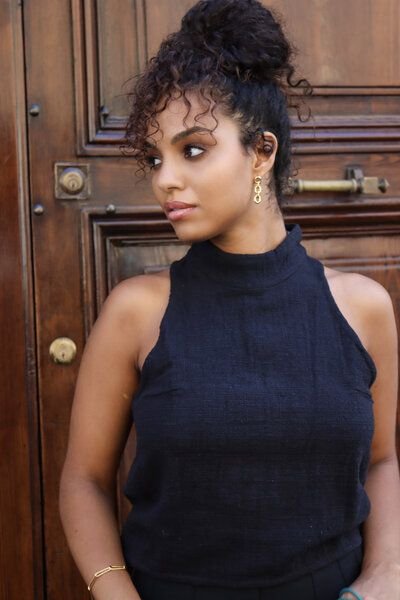 ÏMAIMA Dione Top aus hand-gewebter Biobaumwolle