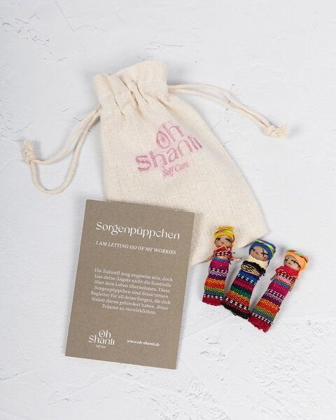 Oh Shanti Sorgenpüppchen im Baumwollbeutel (3 Stück)