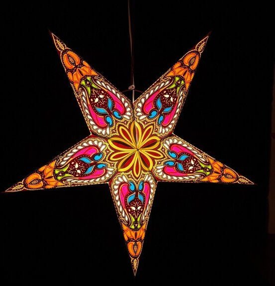 MoreThanHip Weihnachtsstern aus Papier Ø60 cm - inkl. Beleuchtungsset - Ganesha