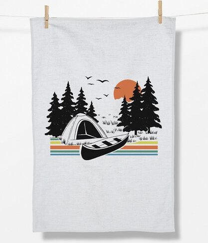 GREENBOMB Nature Canoe Tent Tea Towel - Praktisches Geschirrtuch aus Bio-Baumwolle / hochwertiger Print / GOTS / Fair & ...