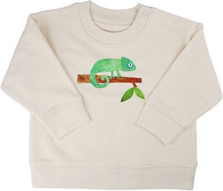 Meladi Kinder Baby - Sweater aus Biobaumwolle - Chamäleon auf Creme Latte