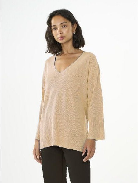 KnowledgeCotton Apparel Strickpullover mit V-Ausschnitt aus EcoVero