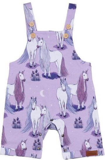 Baby Strampler ärmellos GOTS zertifiziert Bio-Baumwolle, Hellflieder, Einhorn-Pferde-Muster, Walkiddy
