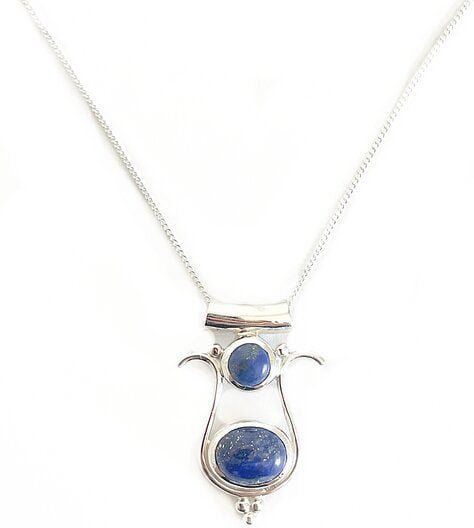 Crystal and Sage Lapislazuli Halskette 925 Sterling Silber Göttin Isis Edelsteinkette