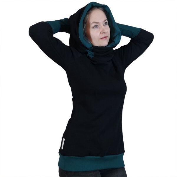 liebewicht Kapuzenpullover KapOn schwarz/grün in 2 Längen nach Wahl
