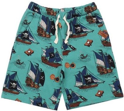 Baby Shorts „Pirate Ships“ aus Bio-Baumwolle in Grün – GOTS-zertifiziert, Walkiddy