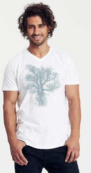 Peaces.bio - handbedruckte Biomode Bio-Herren-T-Shirt V-Neck Chestnut